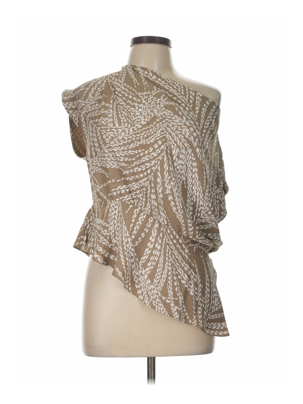 LOFT Beige One-Shoulder Printed Tank Top
